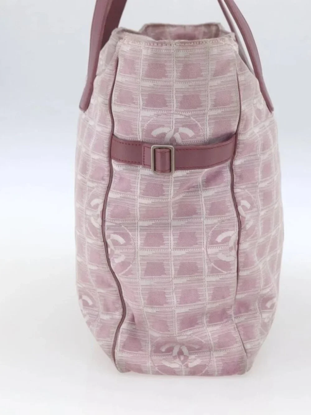 CHANEL New Travel line Tote Bag Pink Silver CC Auth 168739